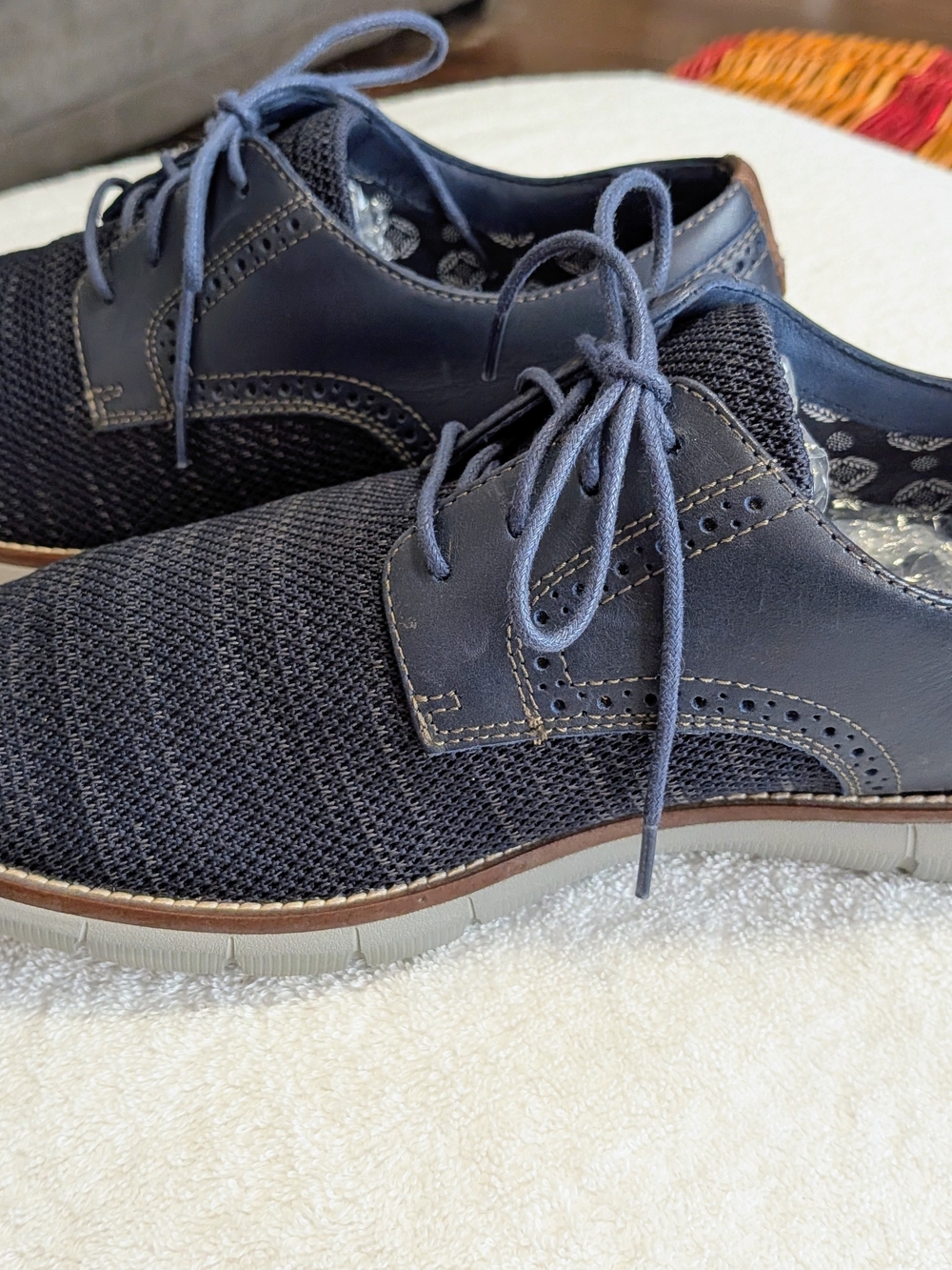 Johnston & Murphy Men's 9.5M Navy Mesh Leather Oxford Dress Casual - Picture 8 of 8